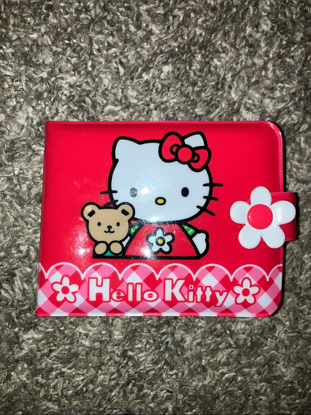 Hello Kitty Red and White Floral Snap Wallet Vintage 1998 Sanrio